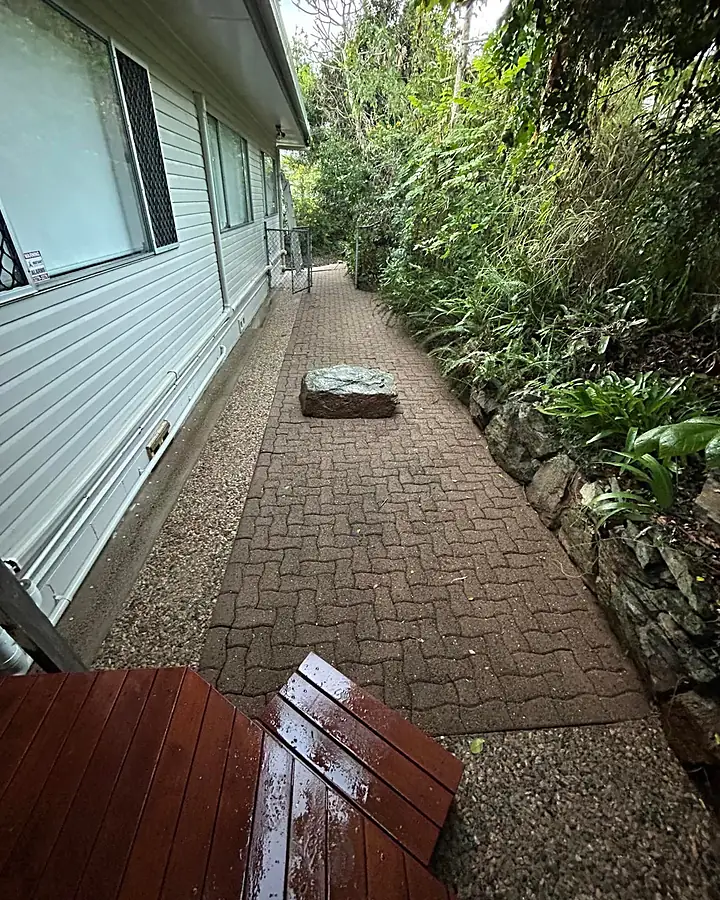 The same side path clean, the pavers and aggregate visible again