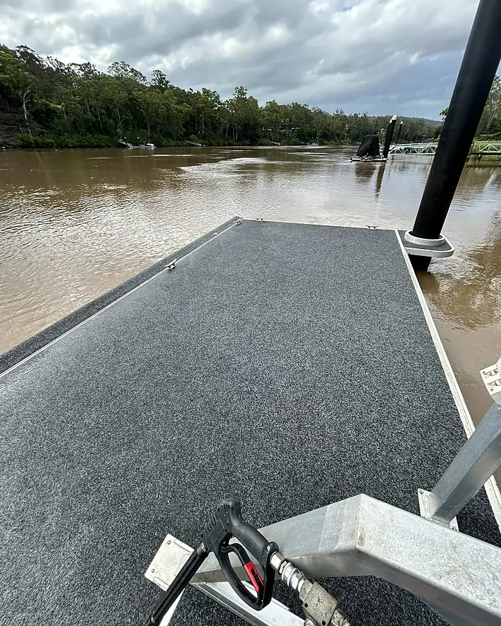 The same pontoon marine carpet even and dark grey after cleaning